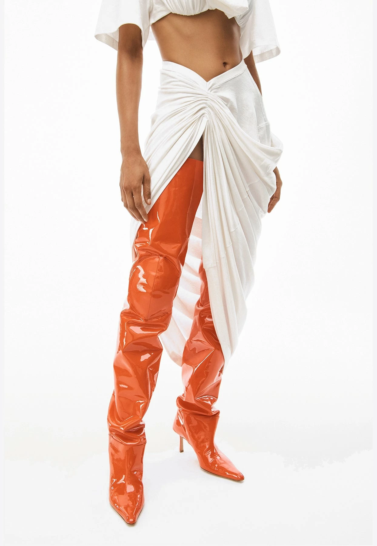 Alexander Wang Asymmetrical Draped Midi Skirt White 2 Alexander Wang Asymmetrical Draped Midi Skirt White - Image 2