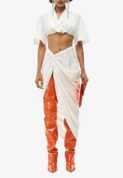 Alexander Wang Asymmetrical Draped Midi Skirt White