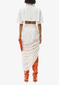 Alexander Wang Asymmetrical Draped Midi Skirt White 6 Alexander Wang Asymmetrical Draped Midi Skirt White -Evening Dresses Popular Store 1CC1235250WHITE 202