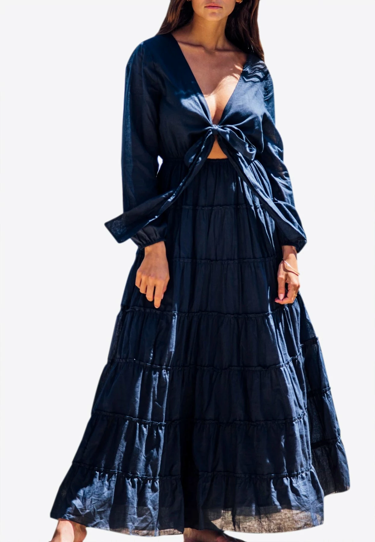 Les Canebiers Lily Summer Dress With Tie Detail Blue 1 Les Canebiers Lily Summer Dress With Tie Detail Blue