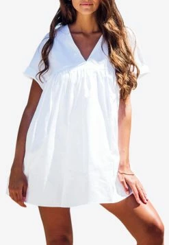 Les Canebiers Grange V-neck Mini Dress White