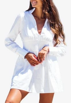 Les Canebiers Vignes Elastic Waist Mini Dress White