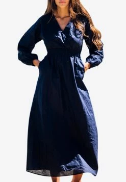 Les Canebiers Eau Vive Elastic Waist Maxi Dress Blue