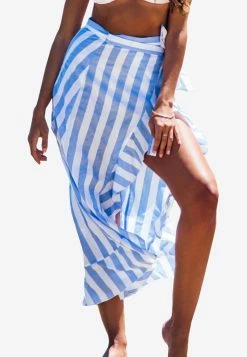 Les Canebiers Senequier Striped Maxi Skirt Blue