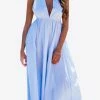 Les Canebiers Neptune Open Back Maxi Summer Dress Blue