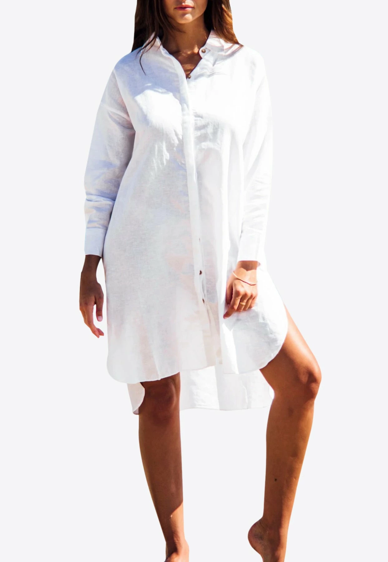 Les Canebiers Ramade Asymmetric Shirt Dress White 1 Les Canebiers Ramade Asymmetric Shirt Dress White