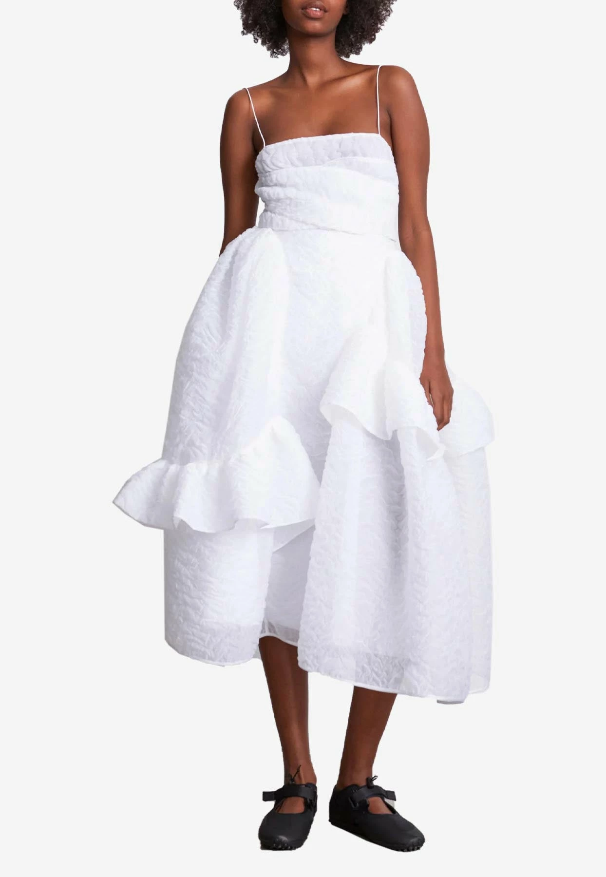 Cecilie Bahnsen Damara Ruffled Midi Skirt White 2 Cecilie Bahnsen Damara Ruffled Midi Skirt White - Image 2