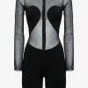 Alaïa Long-Sleeved Sheer Crepe Bodysuit Black
