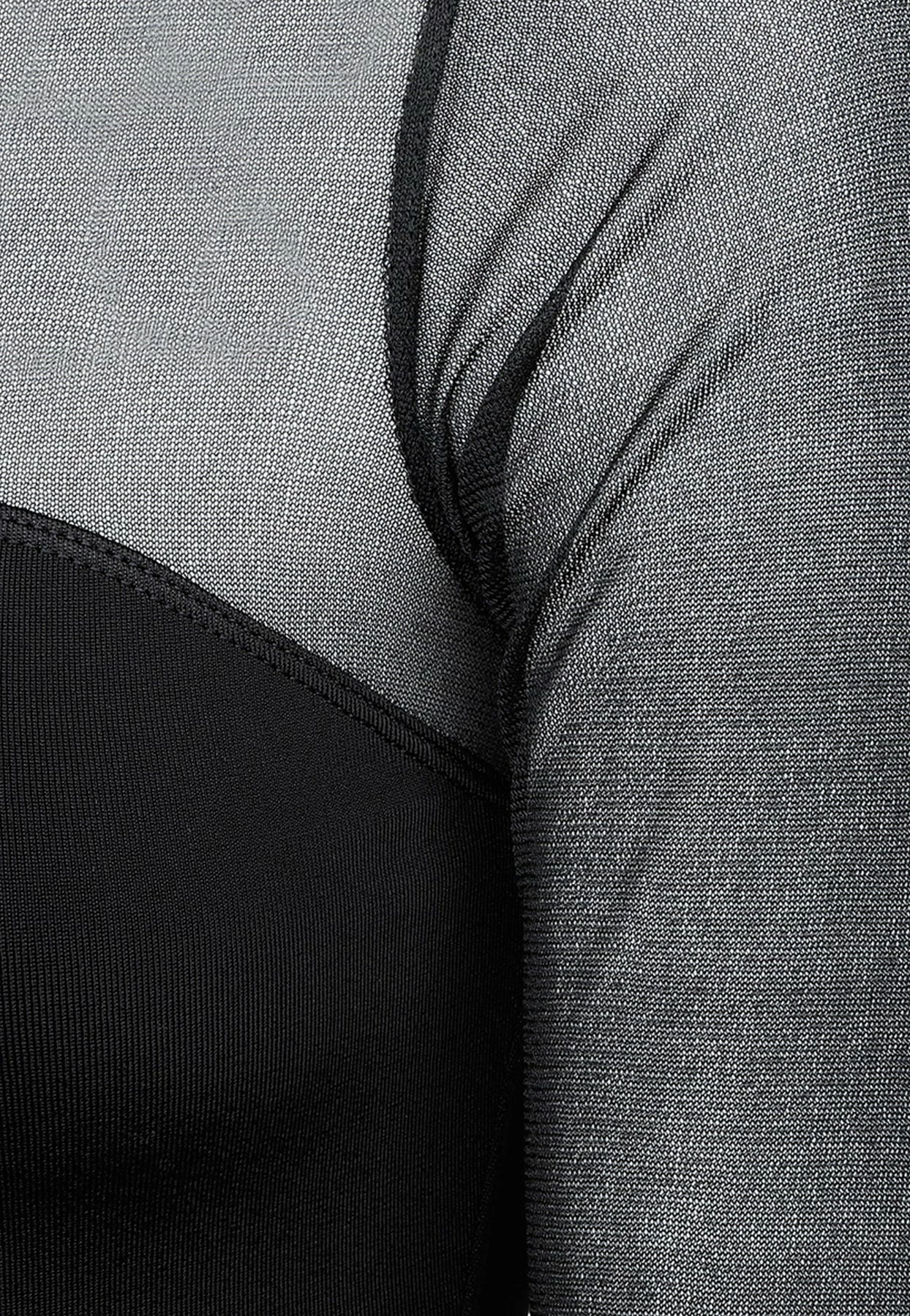 Alaïa Long-Sleeved Sheer Crepe Bodysuit Black 3 Alaïa Long-Sleeved Sheer Crepe Bodysuit Black - Image 3