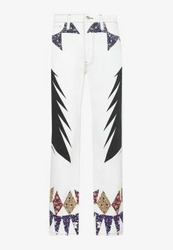 Etro Straight-Leg Printed Jeans White
