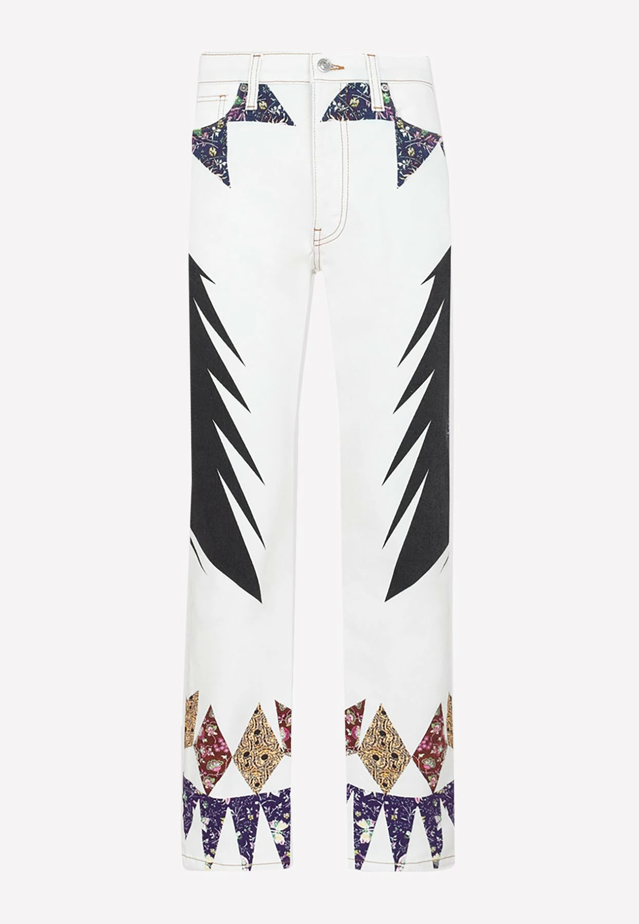 Etro Straight-Leg Printed Jeans White 1 Etro Straight-Leg Printed Jeans White