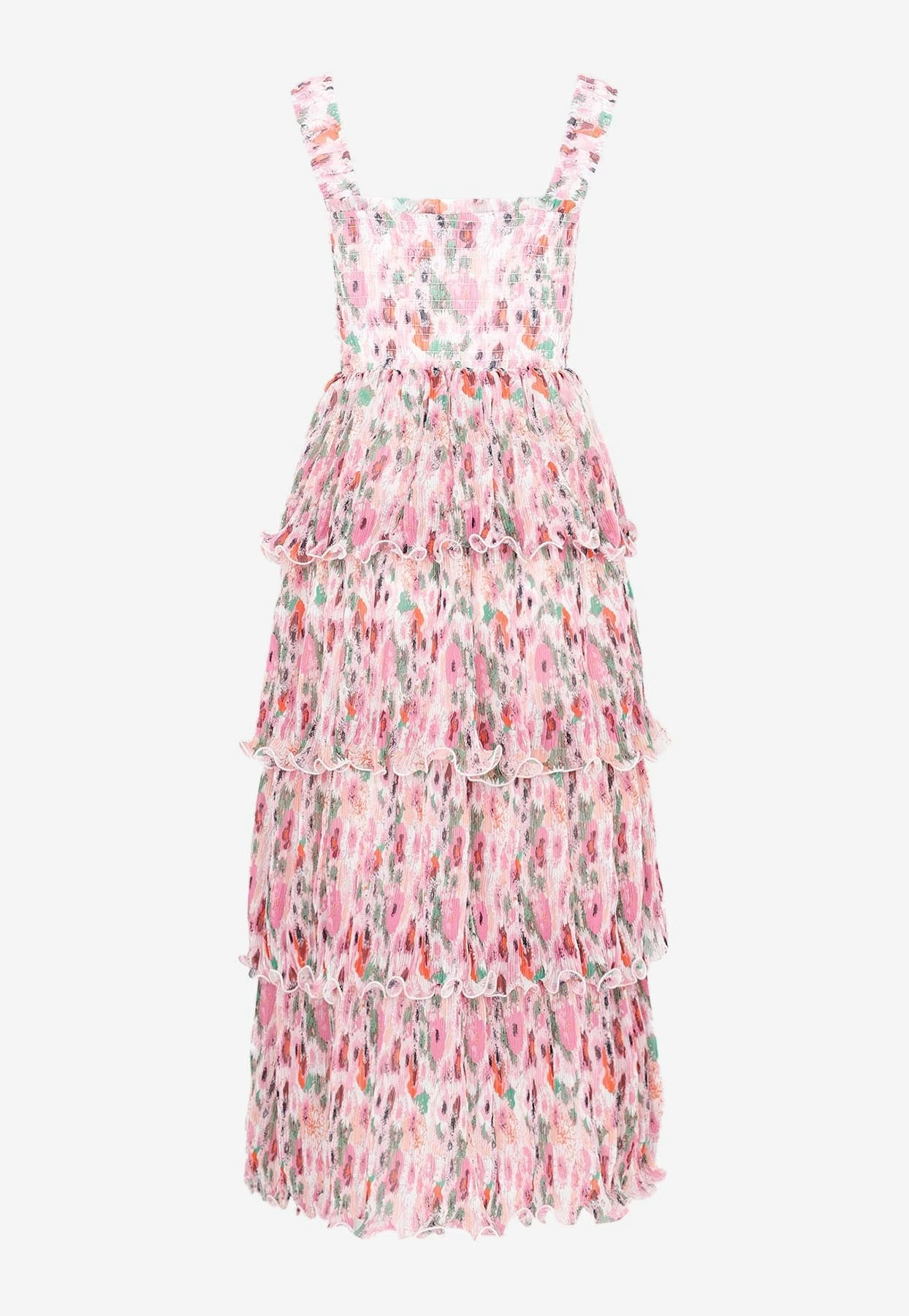 GANNI Floral Print Pleated Smock Midi Dress Multicolor 2 GANNI Floral Print Pleated Smock Midi Dress Multicolor - Image 2