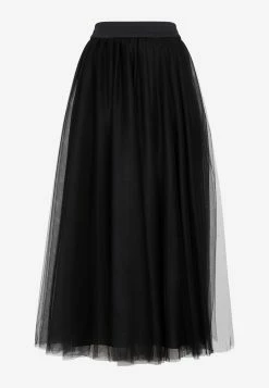 Fabiana Filippi Tulle Midi Pleated Skirt Black