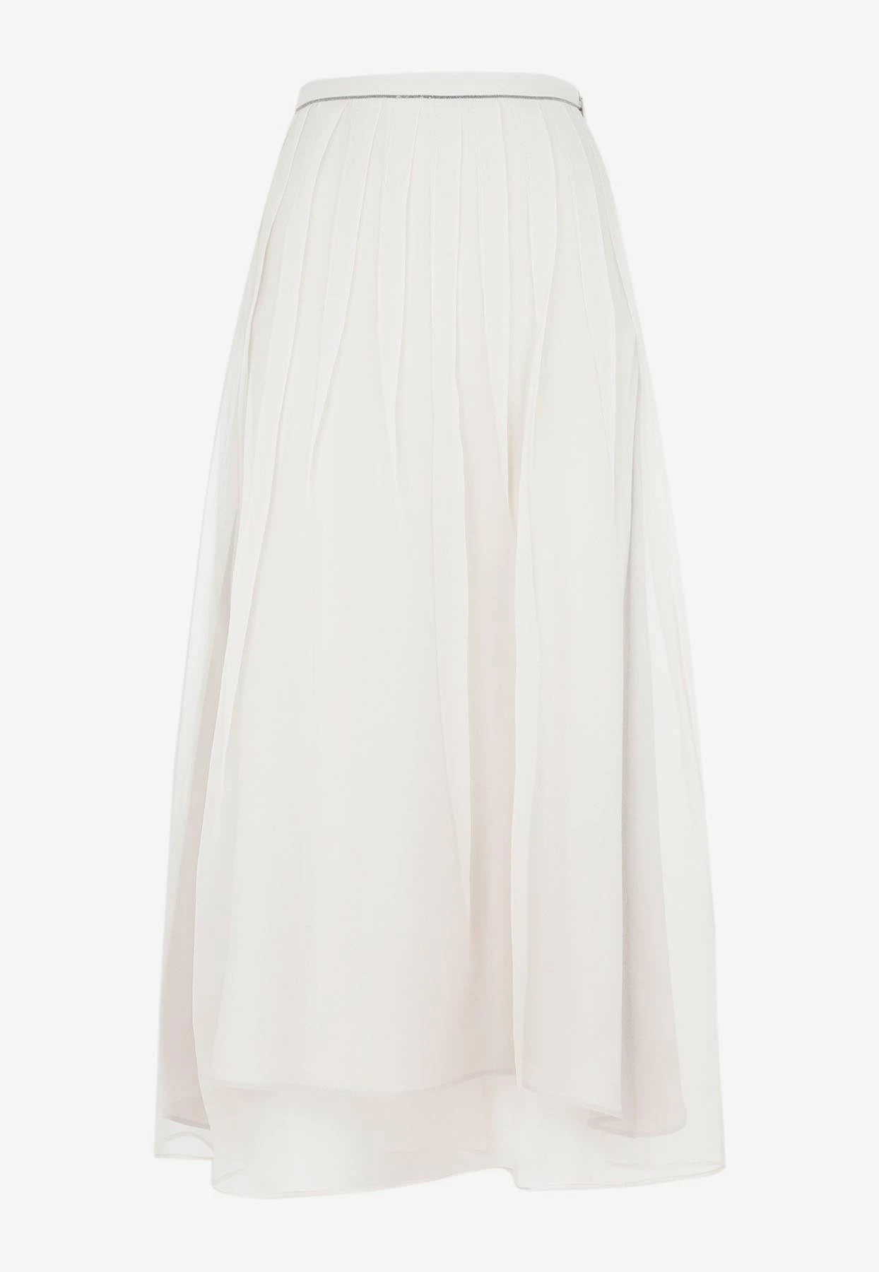 Brunello Cucinelli Tulle Midi Skirt In Silk White 1 Brunello Cucinelli Tulle Midi Skirt In Silk White