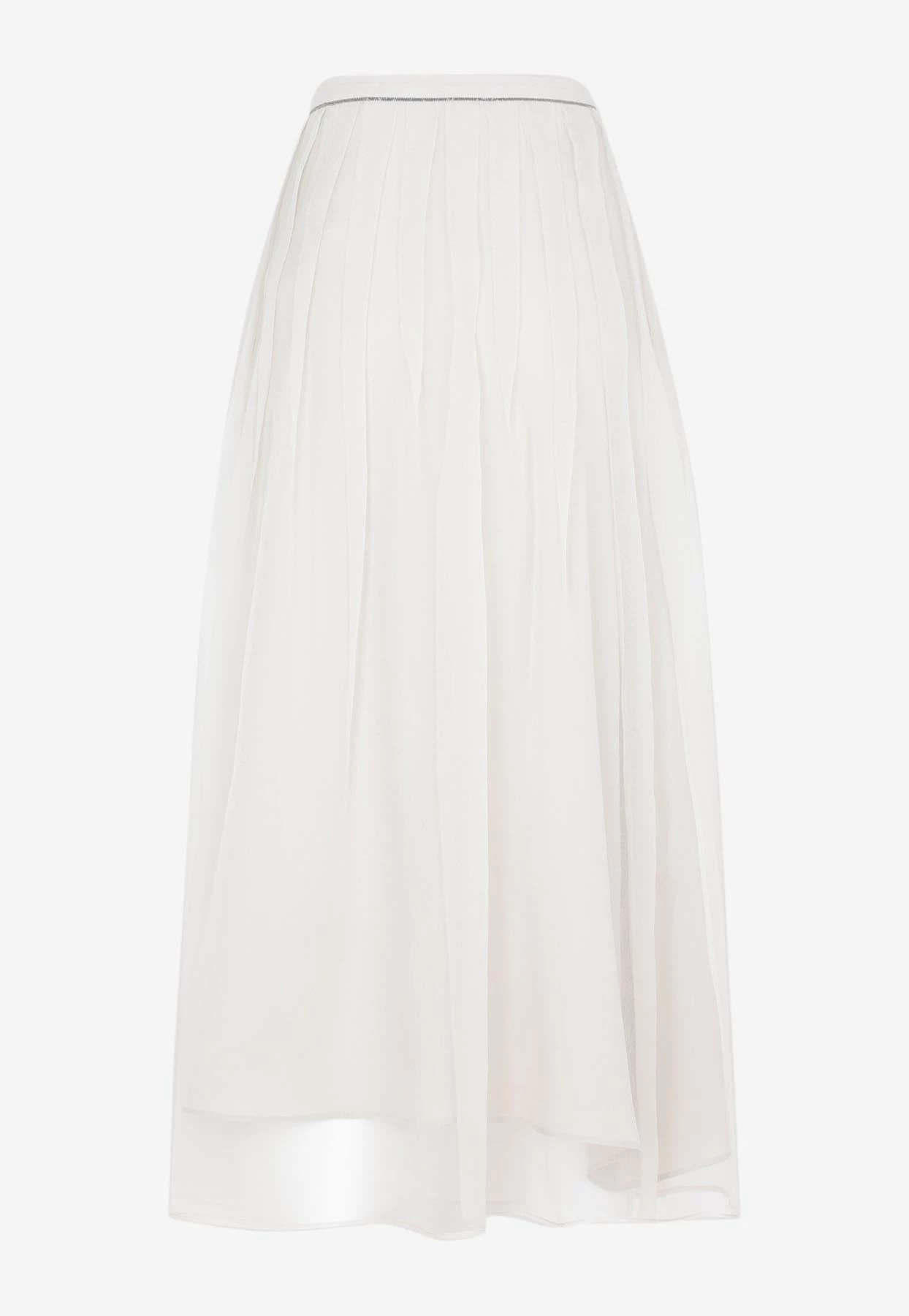 Brunello Cucinelli Tulle Midi Skirt In Silk White 2 Brunello Cucinelli Tulle Midi Skirt In Silk White - Image 2