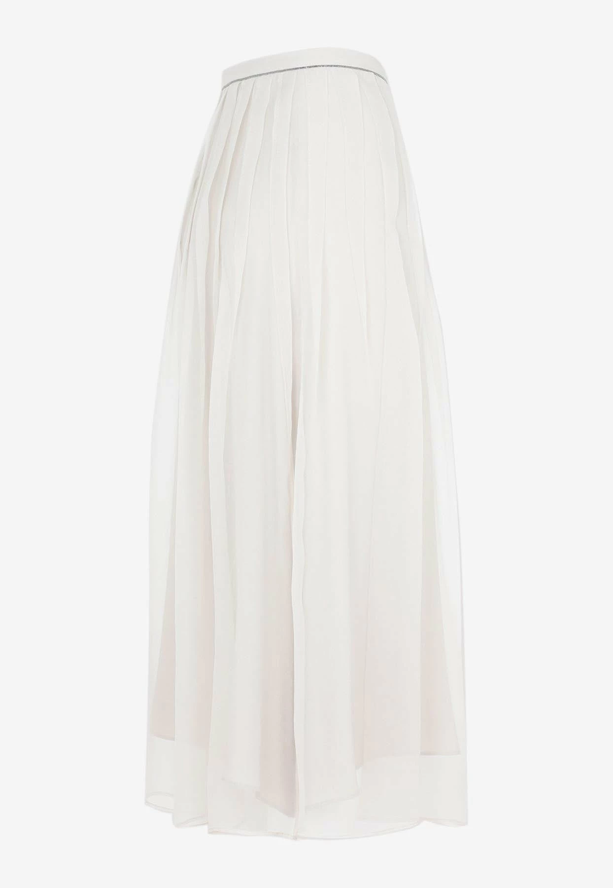 Brunello Cucinelli Tulle Midi Skirt In Silk White 3 Brunello Cucinelli Tulle Midi Skirt In Silk White - Image 3