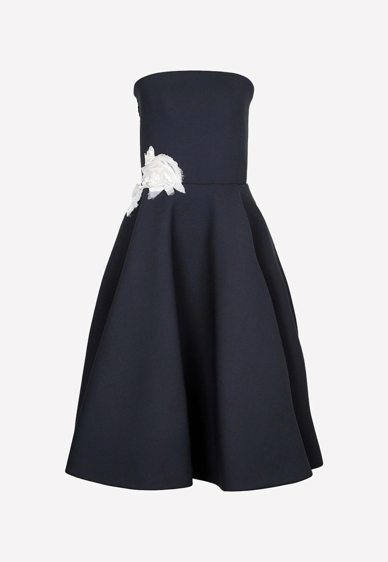 Lanvin Flower Applique Strapless Midi Dress Midnight Blue 1 Lanvin Flower Applique Strapless Midi Dress Midnight Blue