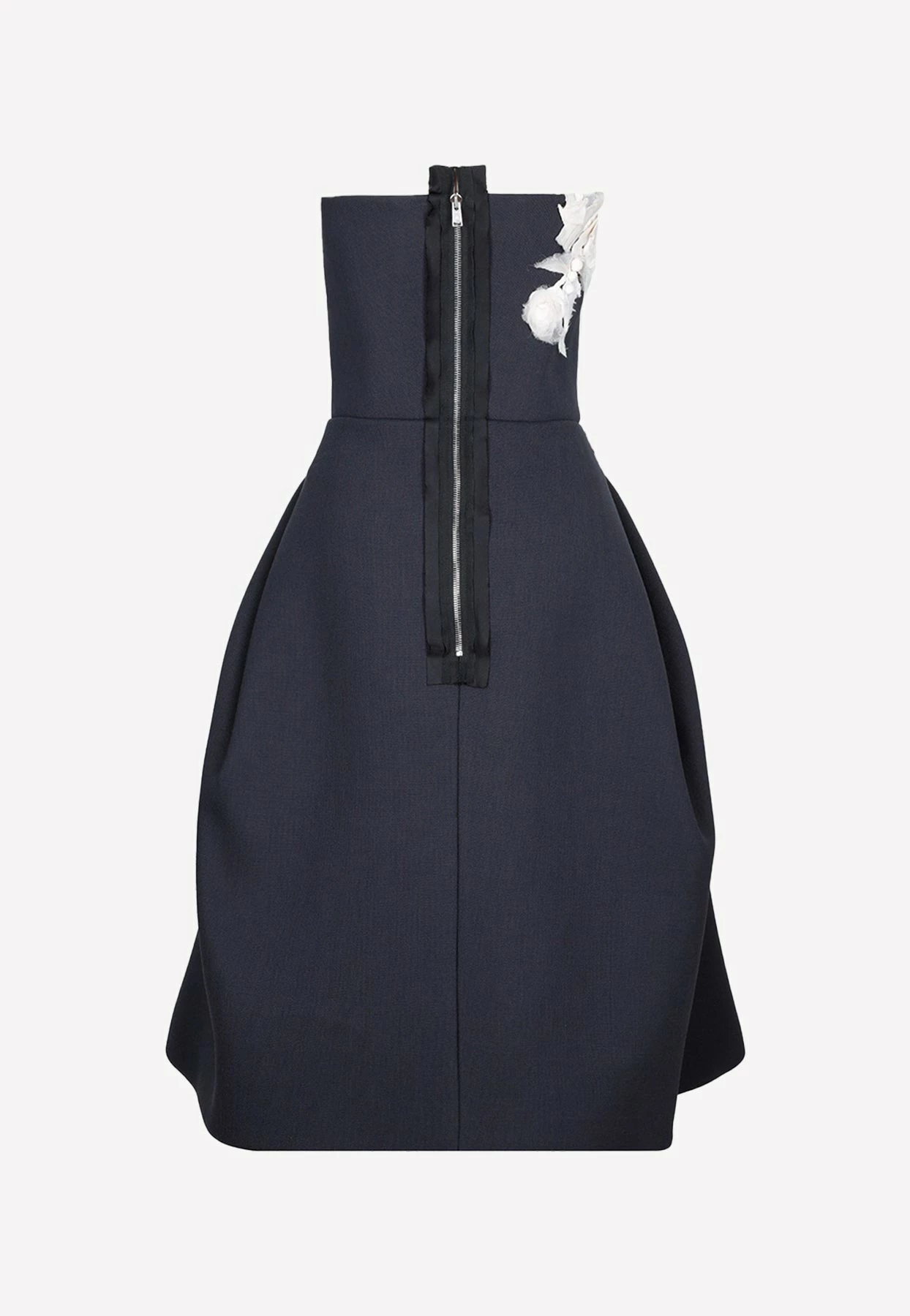 Lanvin Flower Applique Strapless Midi Dress Midnight Blue 2 Lanvin Flower Applique Strapless Midi Dress Midnight Blue - Image 2