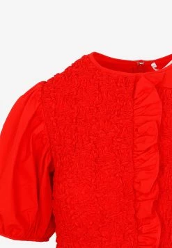 Cecilie Bahnsen Camden Smocked Midi Dress Red -Evening Dresses Popular Store 22062022 026