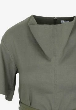 Loewe Belted Midi Dress Olive -Evening Dresses Popular Store 22062022 044