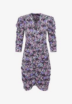 Isabel Marant Celina Floral Print Silk Dress Purple