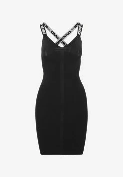 Off-White Criss-Cross Strap Dress Black