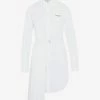 Off-White Asymmetric Diagonal Stripe Shirt Dress White