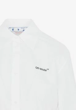 Off-White Asymmetric Diagonal Stripe Shirt Dress White -Evening Dresses Popular Store 22062022 183