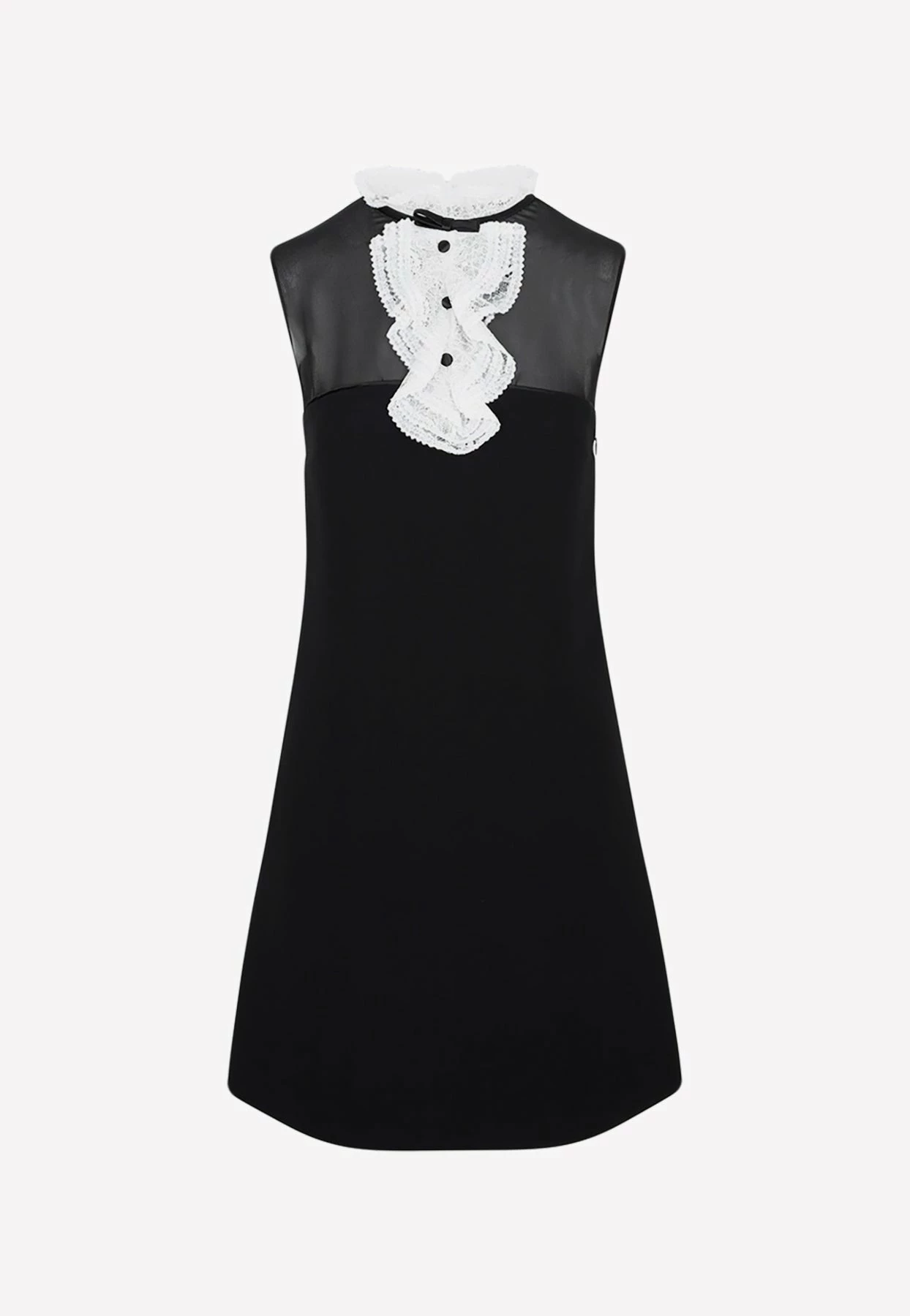 Miu Miu Ruffled Yoke Sleeveless Dress Black 1 Miu Miu Ruffled Yoke Sleeveless Dress Black