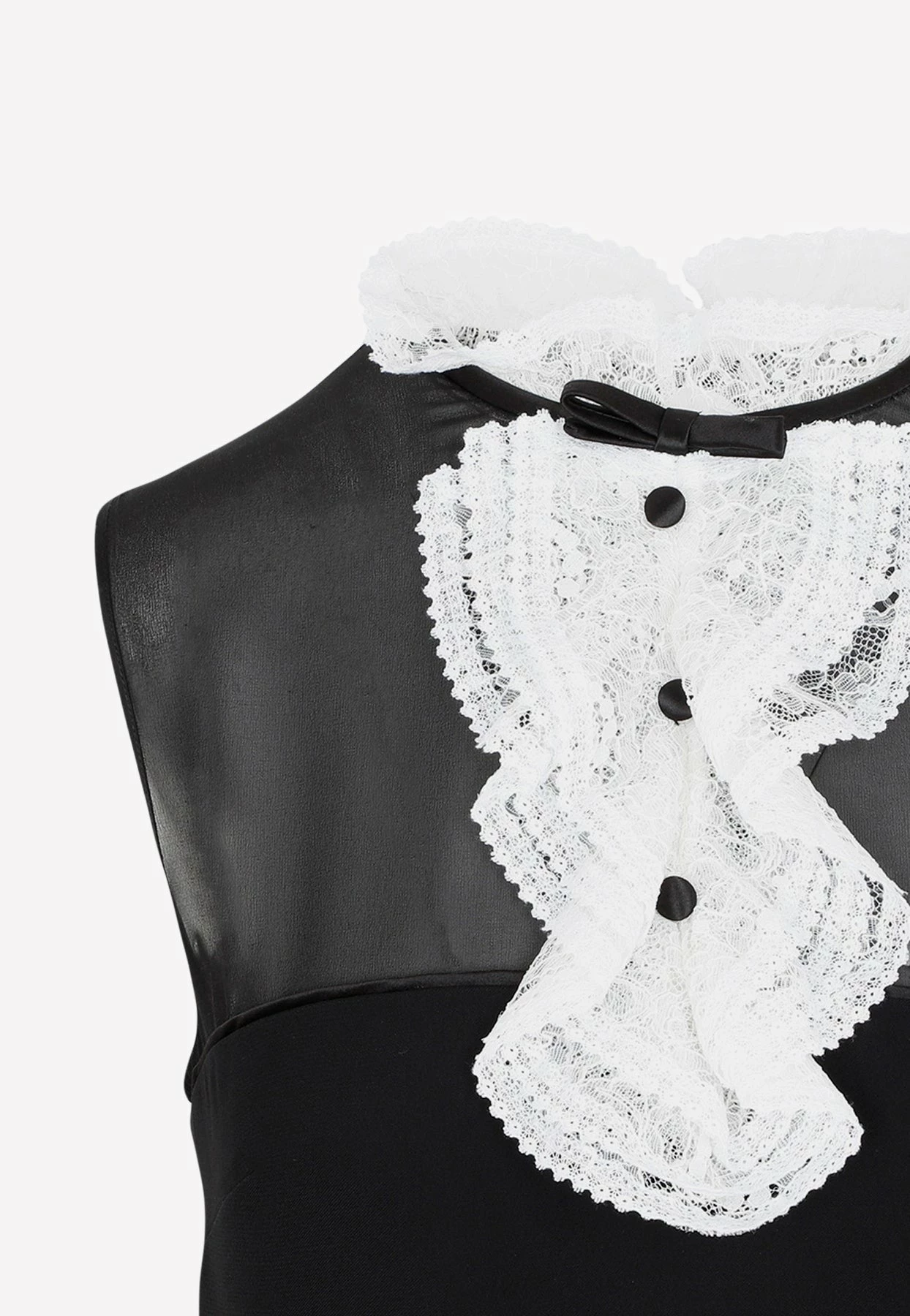 Miu Miu Ruffled Yoke Sleeveless Dress Black 3 Miu Miu Ruffled Yoke Sleeveless Dress Black - Image 3