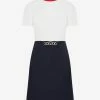 Valentino Tailored Crepe Mini Dress With VLogo Chain Detail Navy