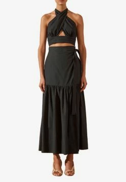 Shona Joy Andrea Wrap Maxi Skirt Black