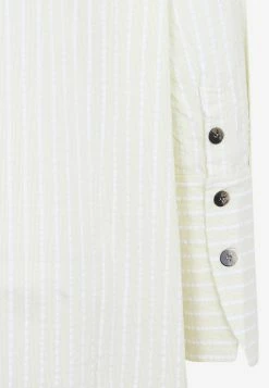 GANNI Striped Seersucker Midi Shirt Dress Yellow -Evening Dresses Popular Store 24052022 192