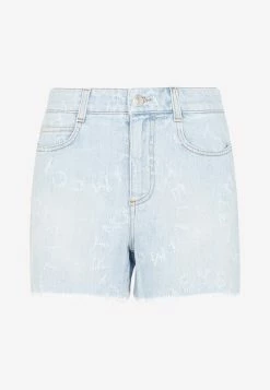 Stella McCartney Laser Logo Denim Shorts Blue