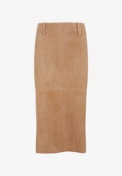 Brunello Cucinelli Suede Midi Pencil Skirt Brown