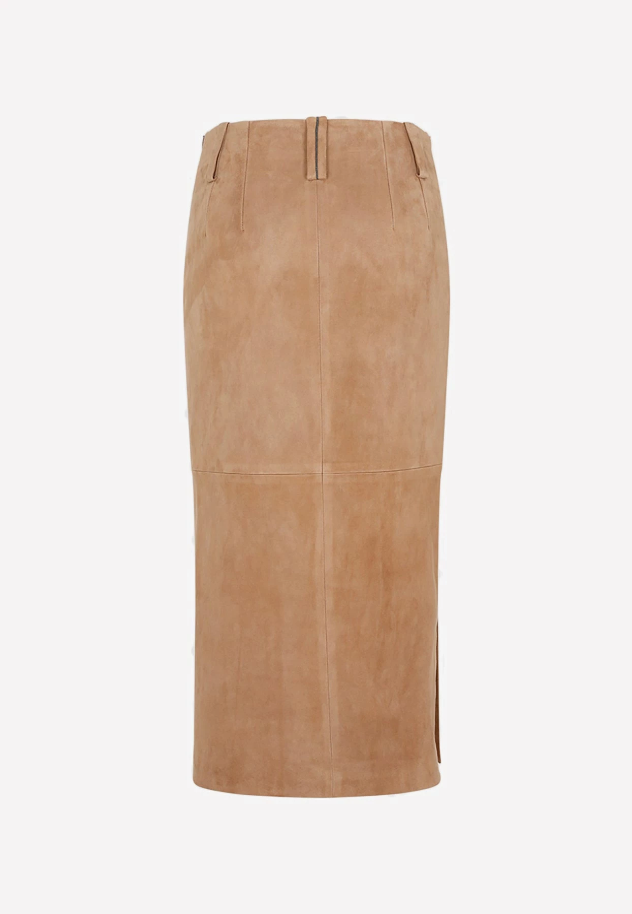 Brunello Cucinelli Suede Midi Pencil Skirt Brown 2 Brunello Cucinelli Suede Midi Pencil Skirt Brown - Image 2