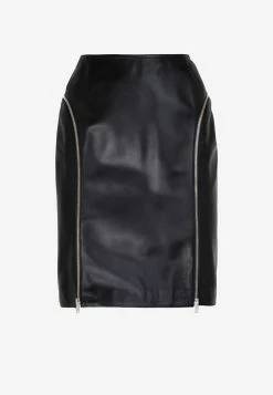 Alaïa Zip Mini Skirt In Lamb Leather Black