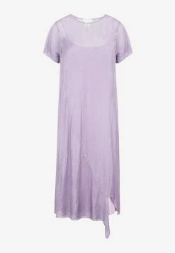 The Row Pasol Metallic Sheer Midi Dress Lilac
