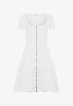 Alaïa Crinoline Knitted Lace Mini Dress White