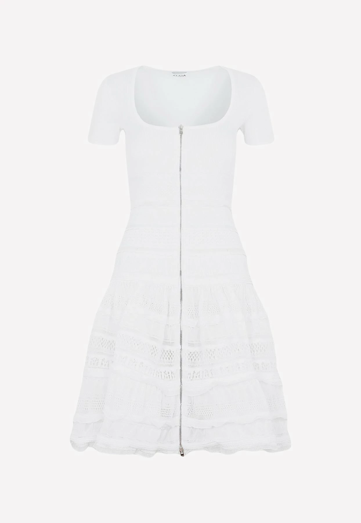Alaïa Crinoline Knitted Lace Mini Dress White 1 Alaïa Crinoline Knitted Lace Mini Dress White