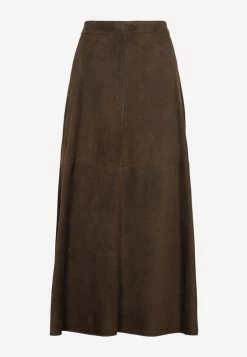 Max Mara Dancing Leather Midi Skirt Green