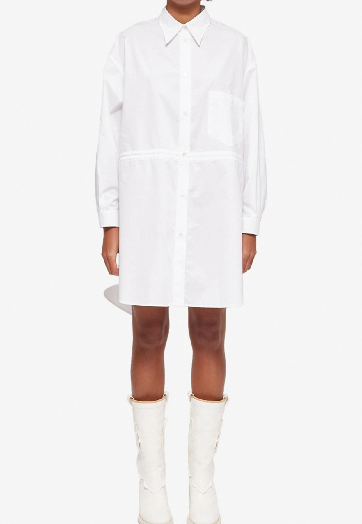 MM6 Maison Margiela Long-Sleeved Cotton Shirt Dress White 1 MM6 Maison Margiela Long-Sleeved Cotton Shirt Dress White