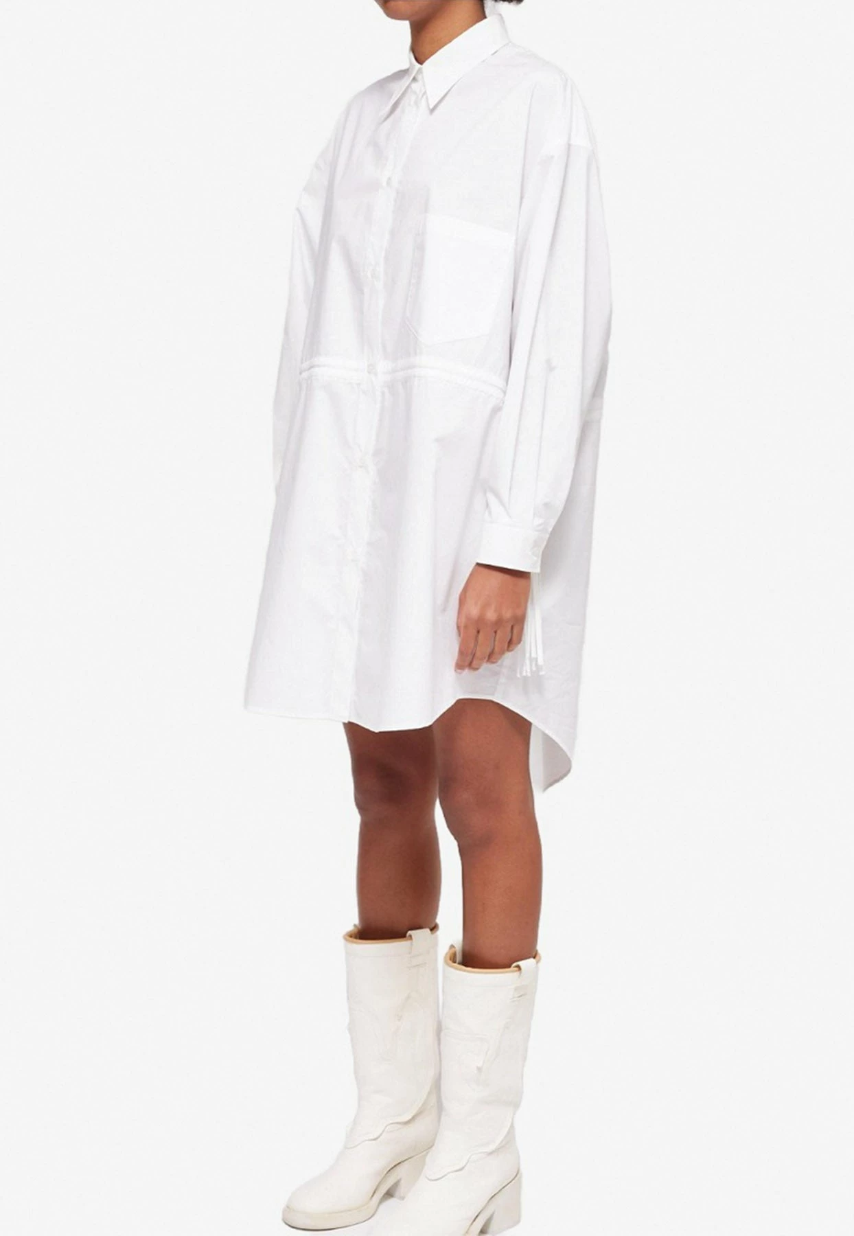 MM6 Maison Margiela Long-Sleeved Cotton Shirt Dress White 2 MM6 Maison Margiela Long-Sleeved Cotton Shirt Dress White - Image 2