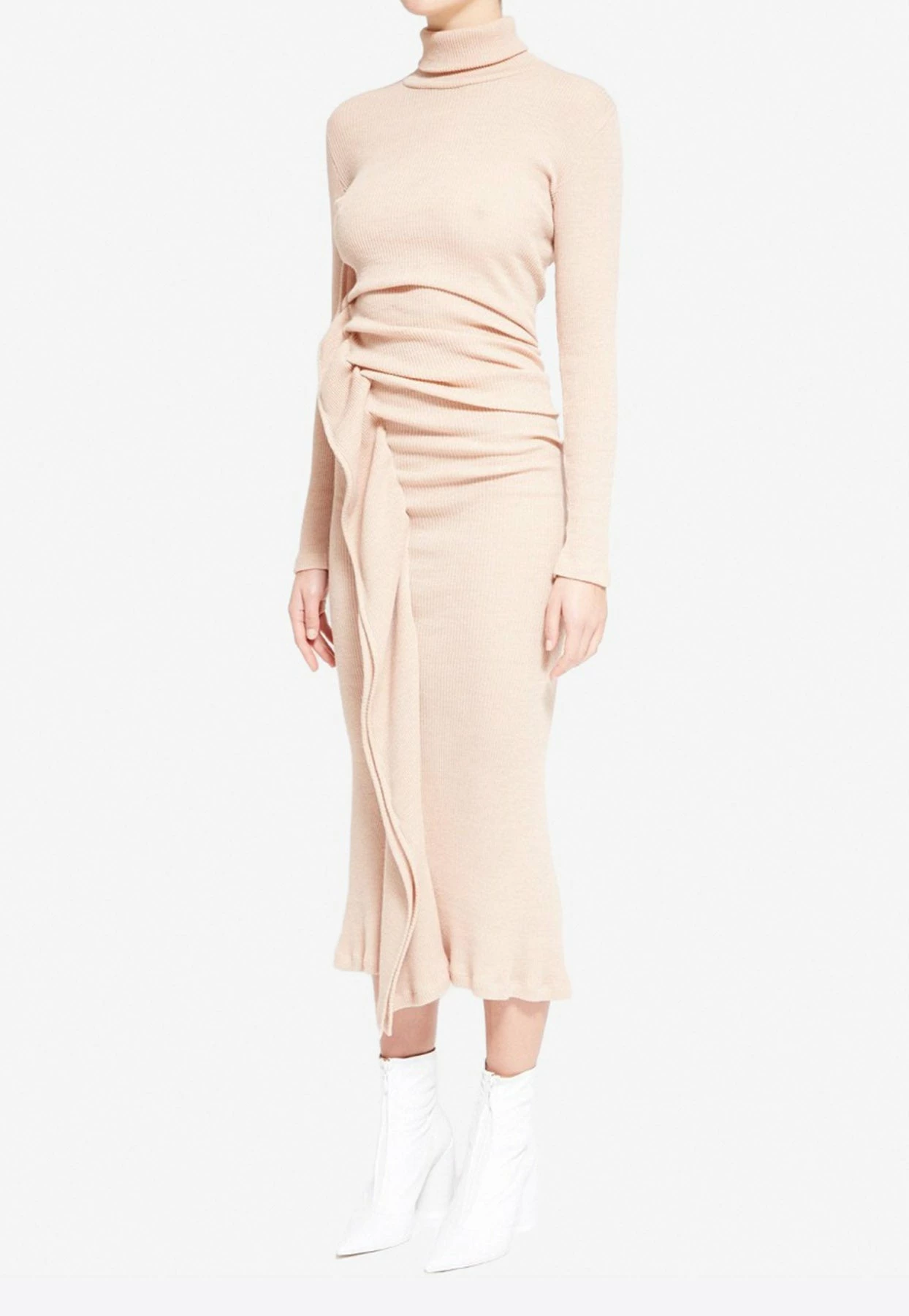 MM6 Maison Margiela Fitted Midi Dress Nude 2 MM6 Maison Margiela Fitted Midi Dress Nude - Image 2