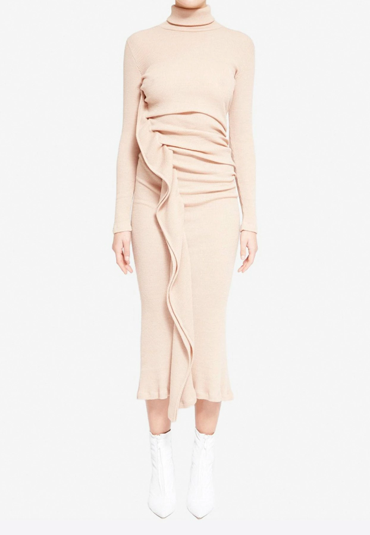 MM6 Maison Margiela Fitted Midi Dress Nude 1 MM6 Maison Margiela Fitted Midi Dress Nude
