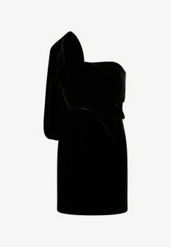 Tom Ford One-Shoulder Mini Dress In Velvet Black