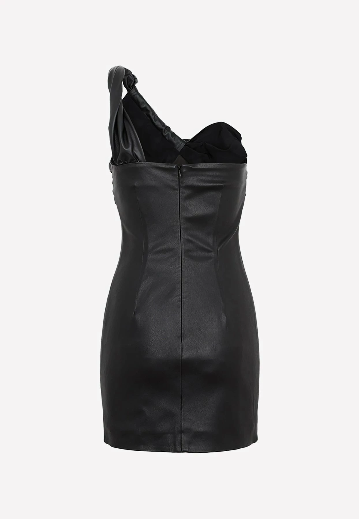 The Mannei Saint Pierre One-Shoulder Mini Leather Dress Black 2 The Mannei Saint Pierre One-Shoulder Mini Leather Dress Black - Image 2