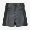 The Mannei Sakib High-Waist Leather Shorts Black