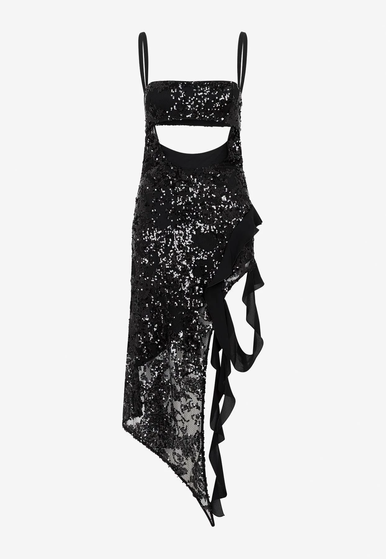 The Attico Nora Sequin Embellished Midi Dress Black 2 The Attico Nora Sequin Embellished Midi Dress Black - Image 2