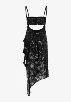 The Attico Nora Sequin Embellished Midi Dress Black